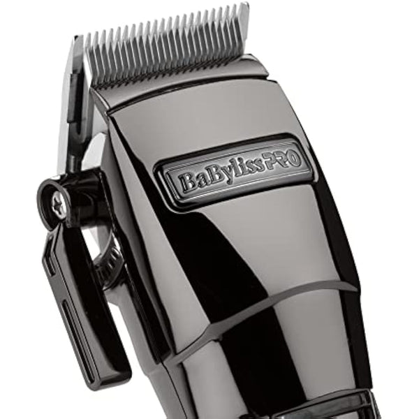 BaBylissPRO Cordless Super Motor Hair Clipper and Trimmer, Professional Mens Grooming Set, Precision Japanese Steel Blades, 6 Guides Cutting Grades 1-6, BAB8705U, Black