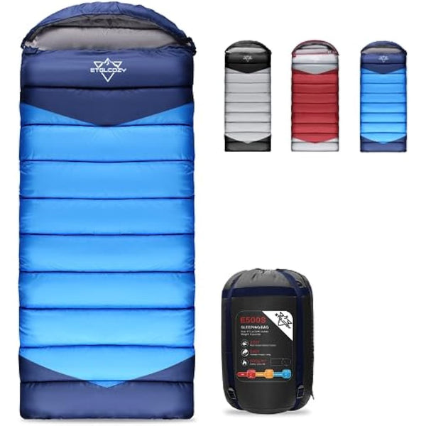 ETGLCOZY Sleeping Bags for Adults Kids, Ultralight Compact w/Compression Sack for Warm & Cold Weather Camping Essentials for Backpacking Hiking Travel Indoor - Unisex Boy Girl Man Woman