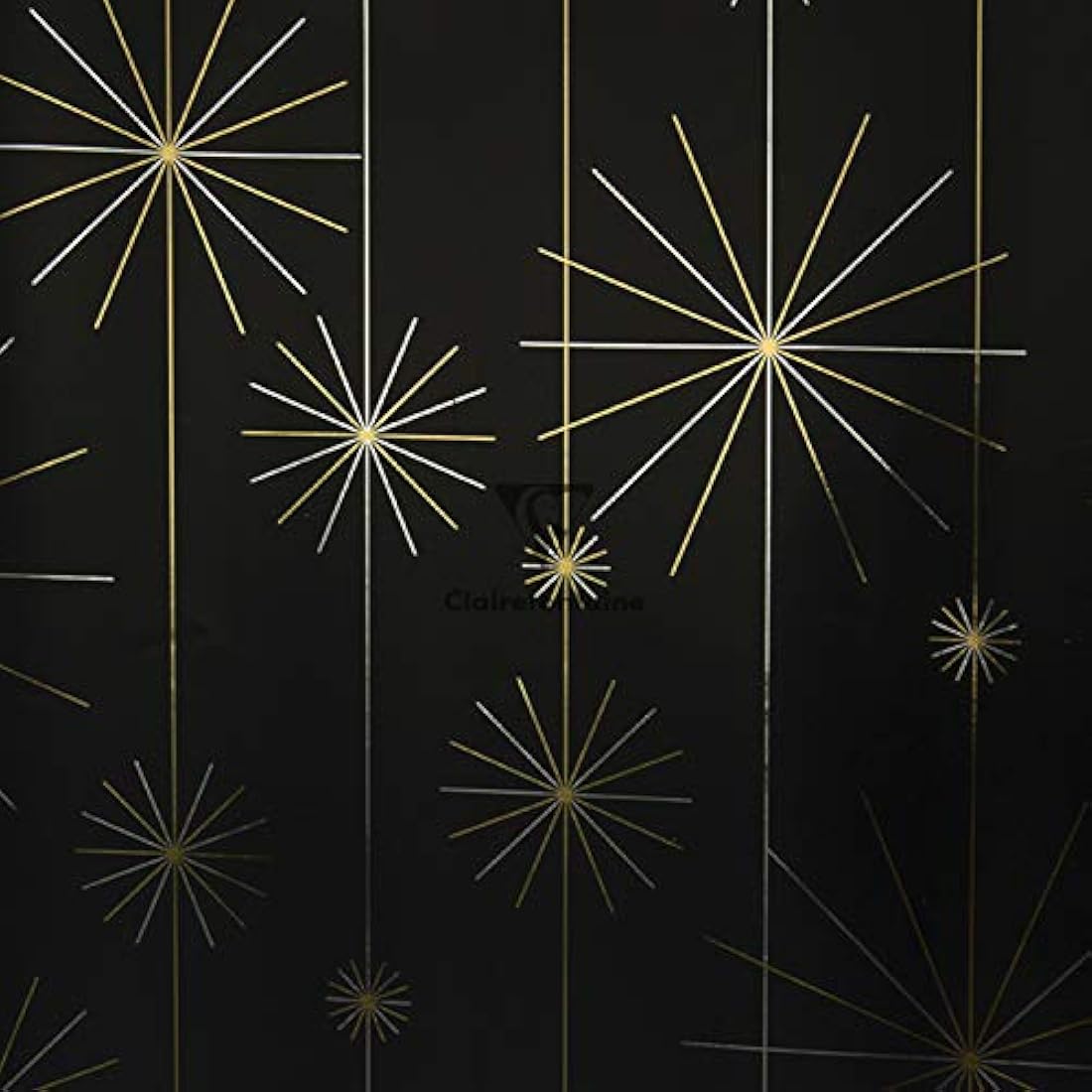 Clairefontaine 212857AMZC - A box of 10 rolls of gift wrap - Premium 80g paper - Dimensions: 2x0.70m - Pattern: Geometric, Black And Gold - Gift wrapping