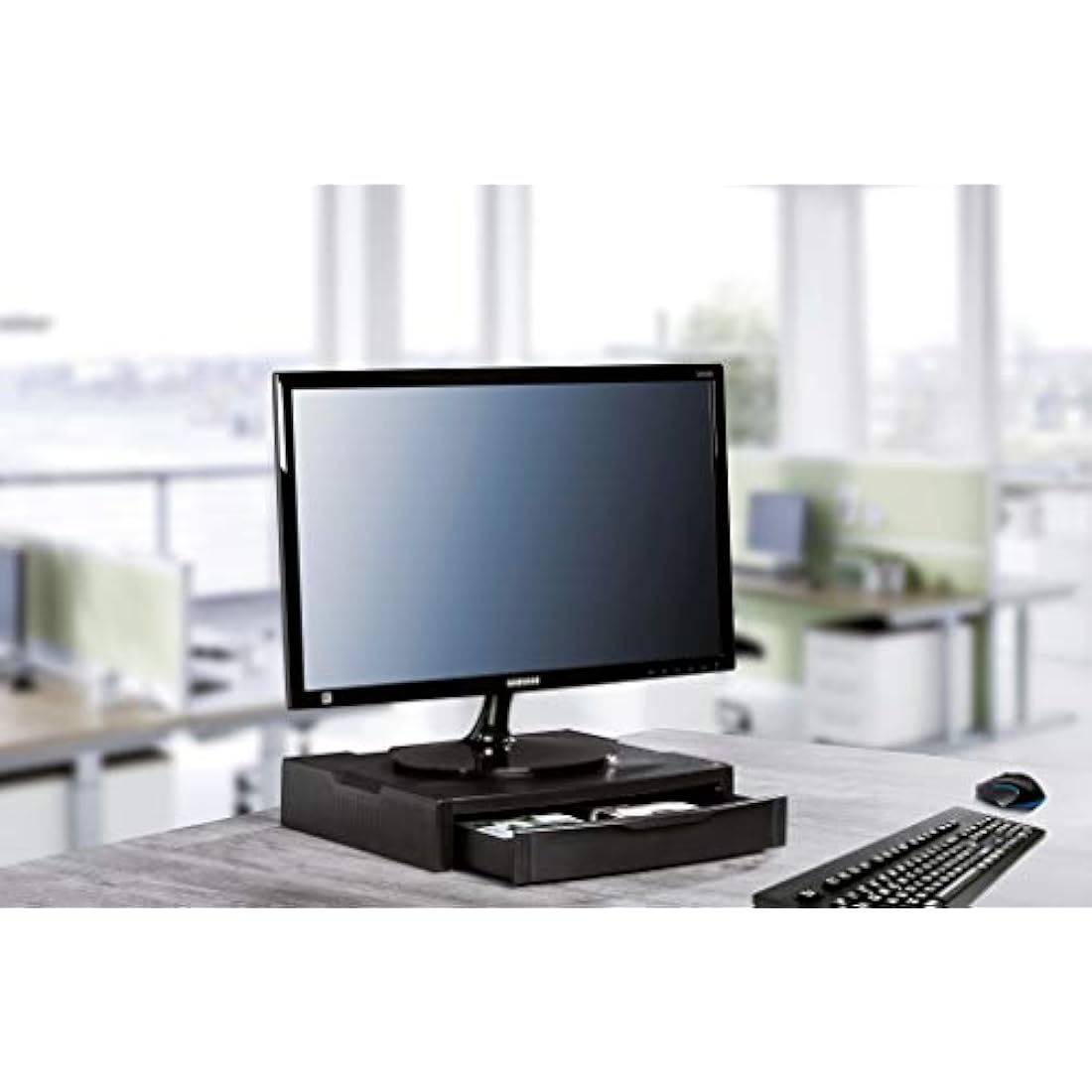 HAN 9250-11, MONITOR stand. Expert monitor stand with 1 drawer, stable, stylish and stackable, grey