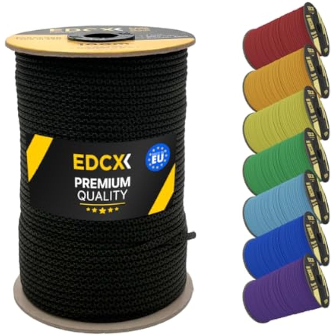 EdcX 4mm Rope 550 - Type III, 100% Rope, 7 Strand Rope, 4mm Rope in Solid Colors