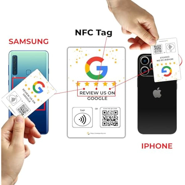 7 Social Tap Cards | Review QR Code | Contactless Review Card | NFC Tap Card | Unlimited Use NFC Cards