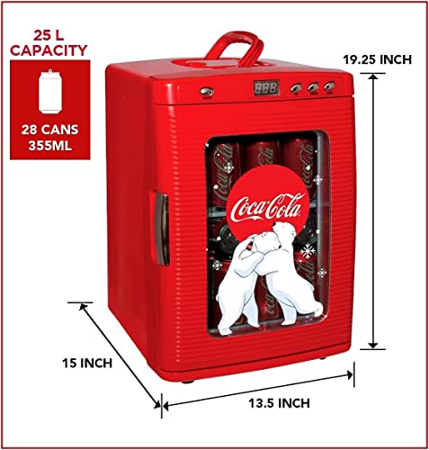 Coca-Cola Mini Fridges for Bedrooms 4L Quiet Small 6 Can Table Top Fridge For Drinks Food Coke Kids Skincare Office Home Desk Portable Retro Cooler Warmer with Built-In Bluetooth Wireless Speaker Red