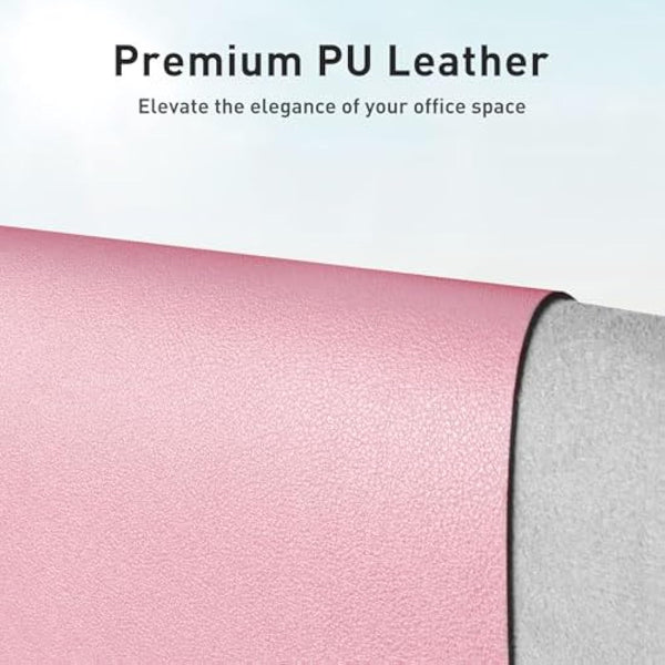 Leather Desk Pad Protector,Mouse Pad,Office Desk Blotter Mat, Non-Slip PU Leather Table Mat,Laptop Desk Pad,Waterproof Desk Writing Pad for Office and Home (91cm x 43cm, Fairy Pink)