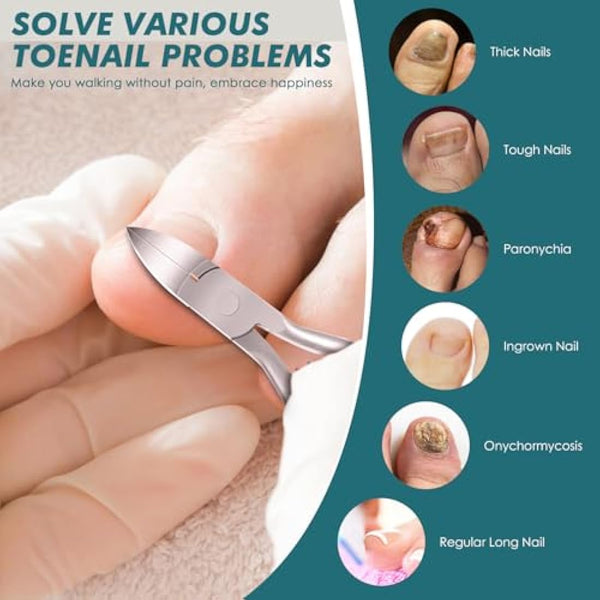 Auxmir Toenail Clippers, Precision Nail Clippers for Thick or Ingrown Toenails, 5" Sharp Curved Stainless Steel Nail Cutters, Professional Nippers Grooming Tool, Safety Cover Included