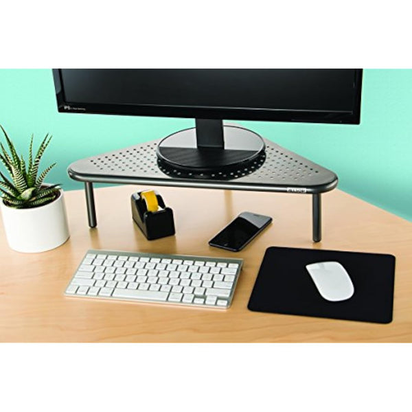 Allsop Metal Art Corner Monitor Stand, Holds 18kg (40 lbs), Great for Small Offices - Silver (06478)