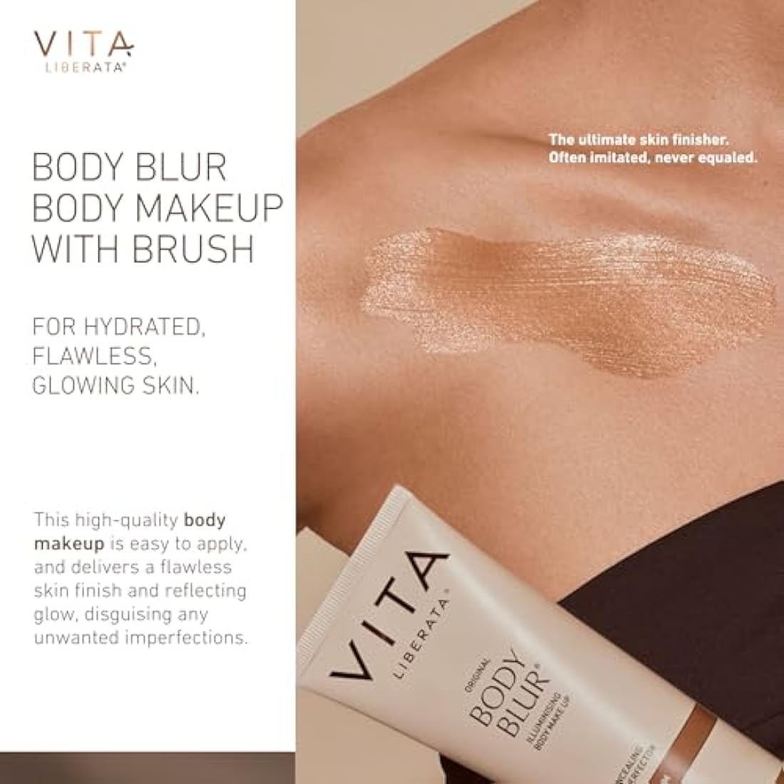 VITA LIBERATA Body Blur Medium 100ml & Mitt Bundle, Leg & Body Makeup, Wash Off Instant Tan, Streak Free Application Blending Mitt, Water resistant, Disguise Imperfections, Flawless Finish
