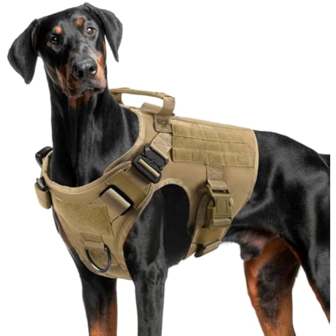 FEimaX Tactical Dog Harness for Military Patrol Working Dog No Pull Molle Vest Large Dogs Service Harness with Handle and Front Clip for Hunting Training Hiking (Brown, S)