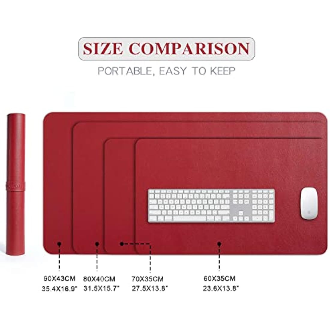 Desk Pad Large, DOBAOJIA Desk Mat, Laptop Mat, Writing Pad, Desk Blotter, Extended Mouse Mat, Large Mouse Pad for Office/Home, PU Leather Waterproof +Suede Non-Slip 27.5" X 13.8" (Wine Red)