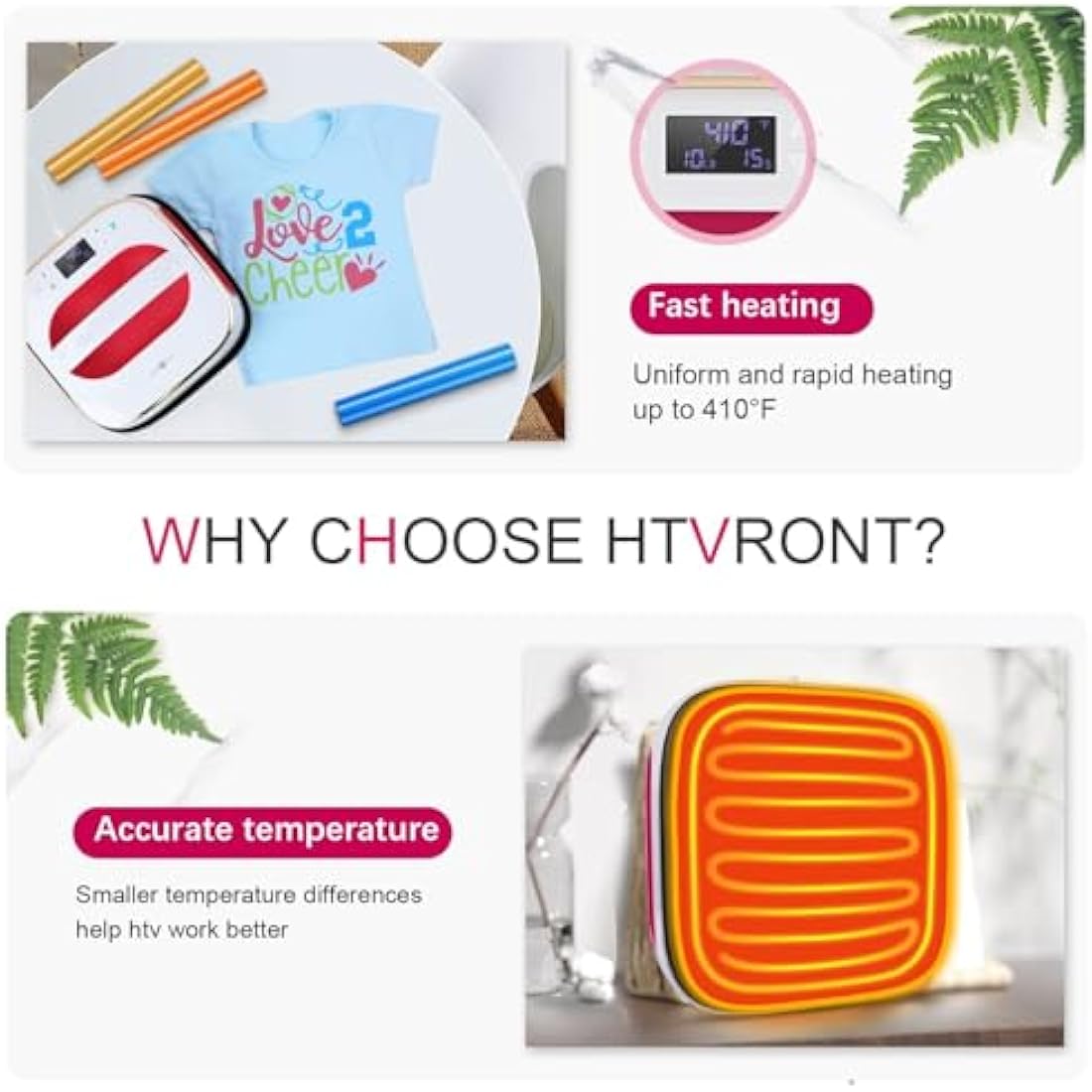 Heat Press Machine for T Shirts, 10" x 10" Portable Press Machine, Fast Heat-up Iron Press Heat for Sublimation and HTV Vinyl Shirt Press Machine for Hat, Bags, Heating Transfer Projects (Raspberry)