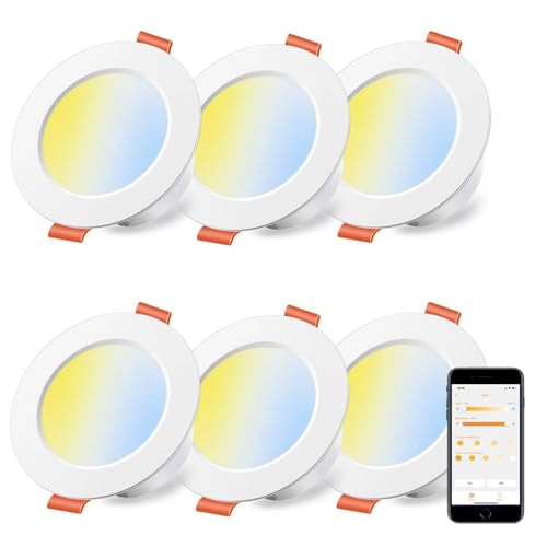 iLC Smart Recessed LED Downlights for Ceiling Lights, Work with Alexa (Echo Devices Required), 8W, 68-85mm CCT Color Temperature Turnable