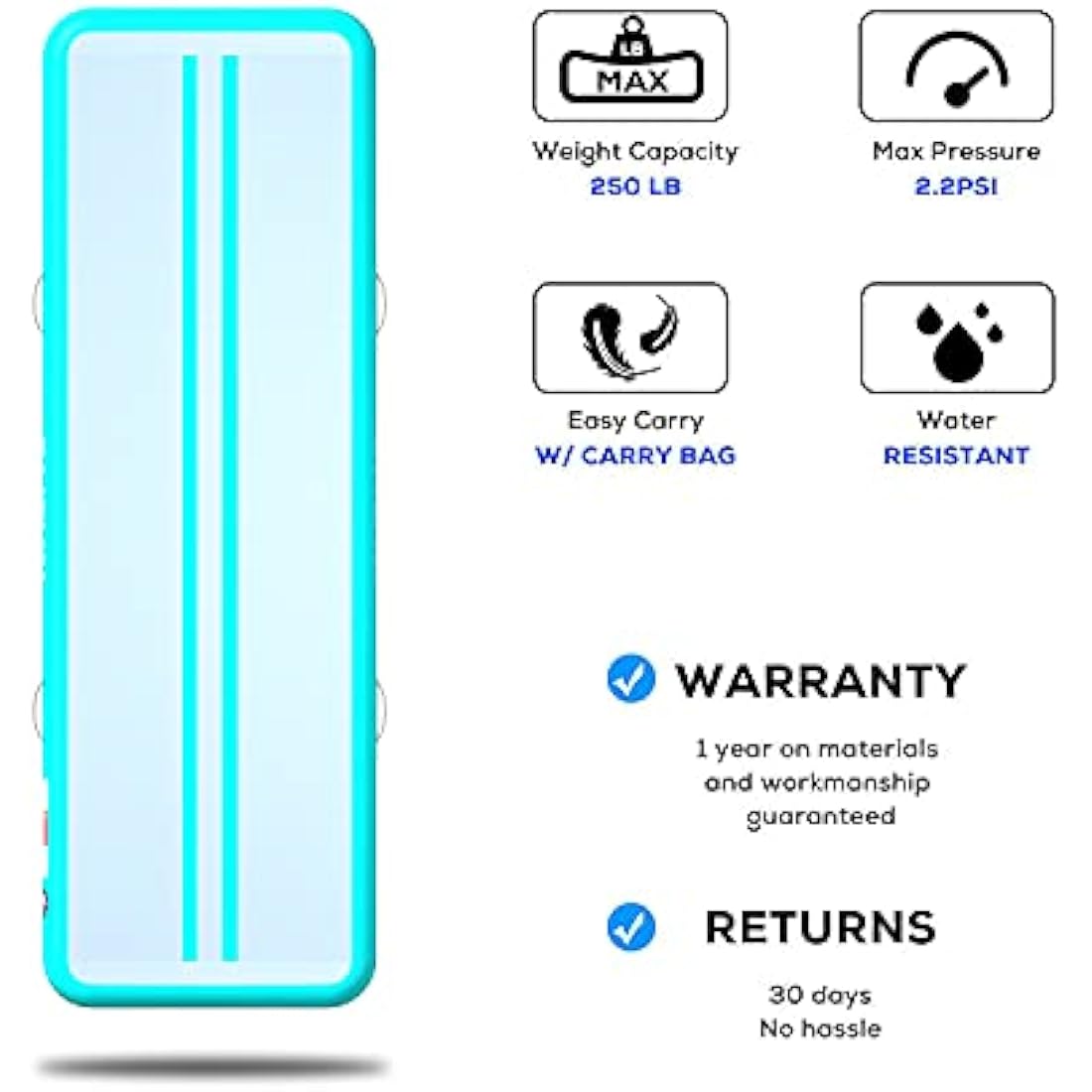 ALIFUN Inflatable Air Tumbling Mat Gymnastics Tumble Mat 6FT 10FT 13FT 16FT 20FT Training Mat Thick 10CM 20CM with Electric Air Pump