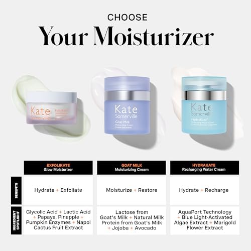 Kate Somerville Exfolikate Glow Moisturiser, Daily Facial Cream, 2-in-1 Exfoliating Face Cream, Gently Exfoliating and Hydrating Formula, 50 ml