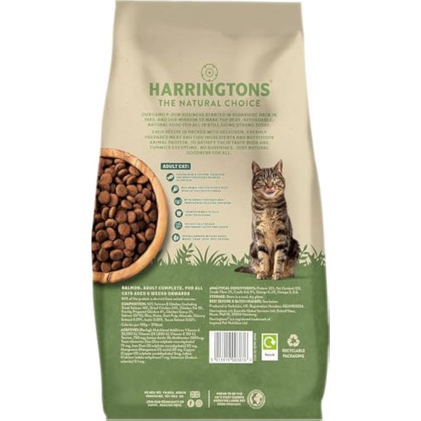 Harringtons Complete Dry Adult Cat Food Salmon 2kg (Pack of 4) - Tasty Natural Goodness