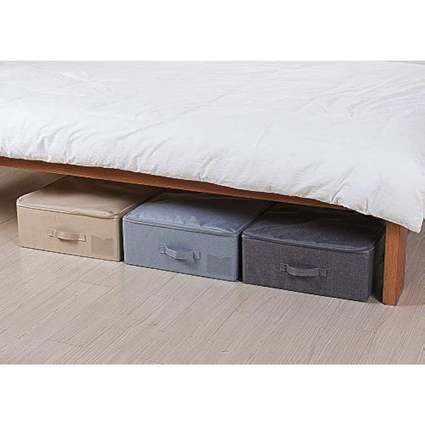Amonsen Large Under the Bed Storage Container for Duvets, Blankets Bedding Accessories, Underbed Storage Boxes, Black Gray