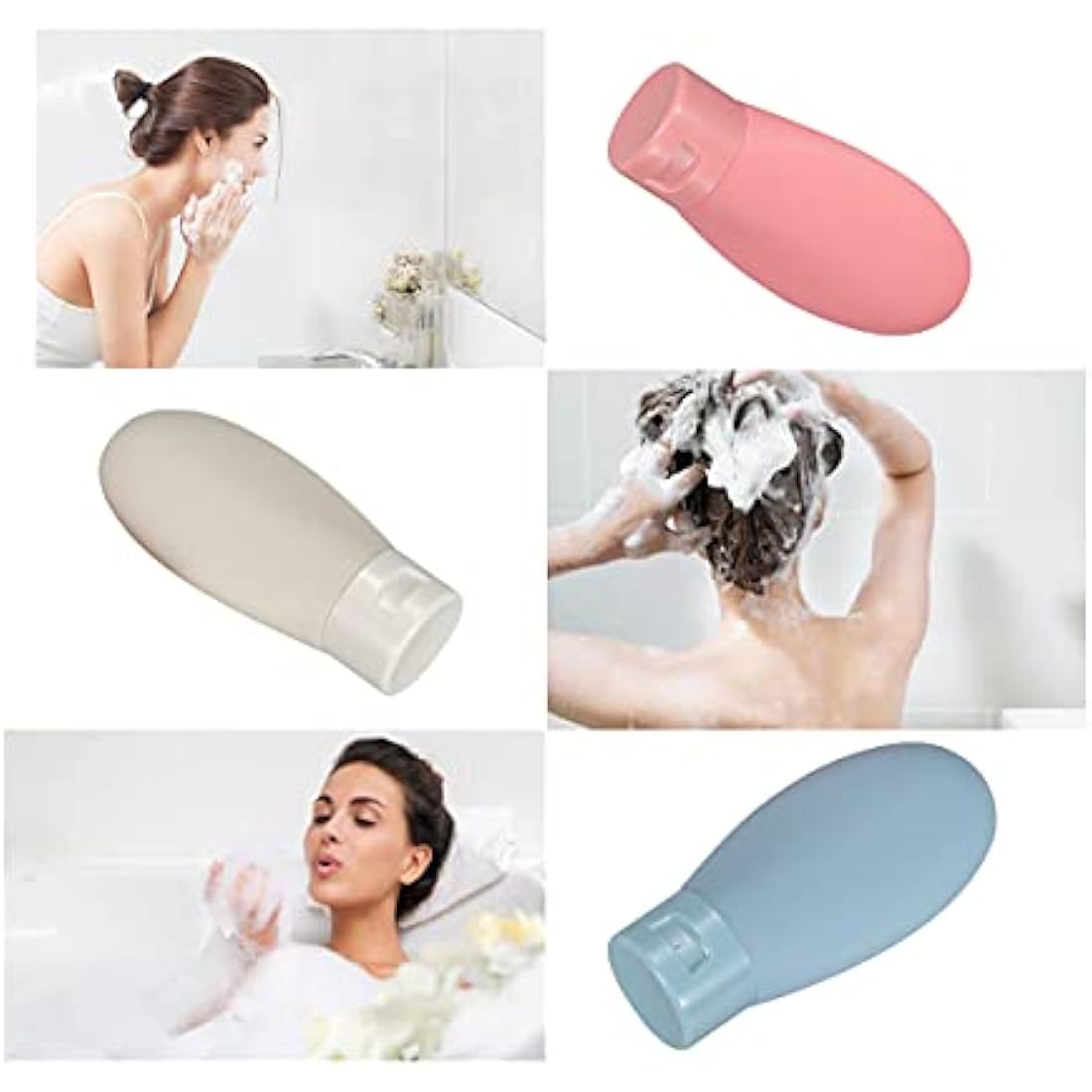 3 Pcs Travel Bottles Set,60ML Travel Bottles & Containers,Small Mini Empty Plastic Squeeze Bottles for Travel Toiletries,Shampoo and Conditioner with Storage Bag