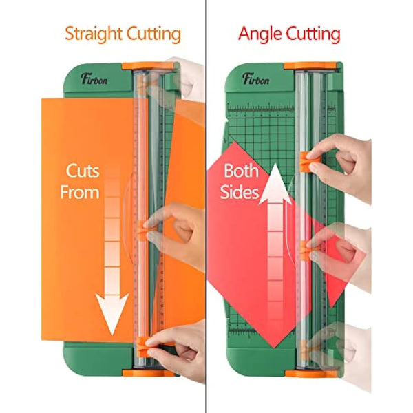 Firbon Green A4 Paper Cutter 12 Inch Titanium Paper Trimmer Scrapbooking Tool with Automatic Security Safeguard and Side Ruler for Craft Paper, Coupon, Label and Cardstock