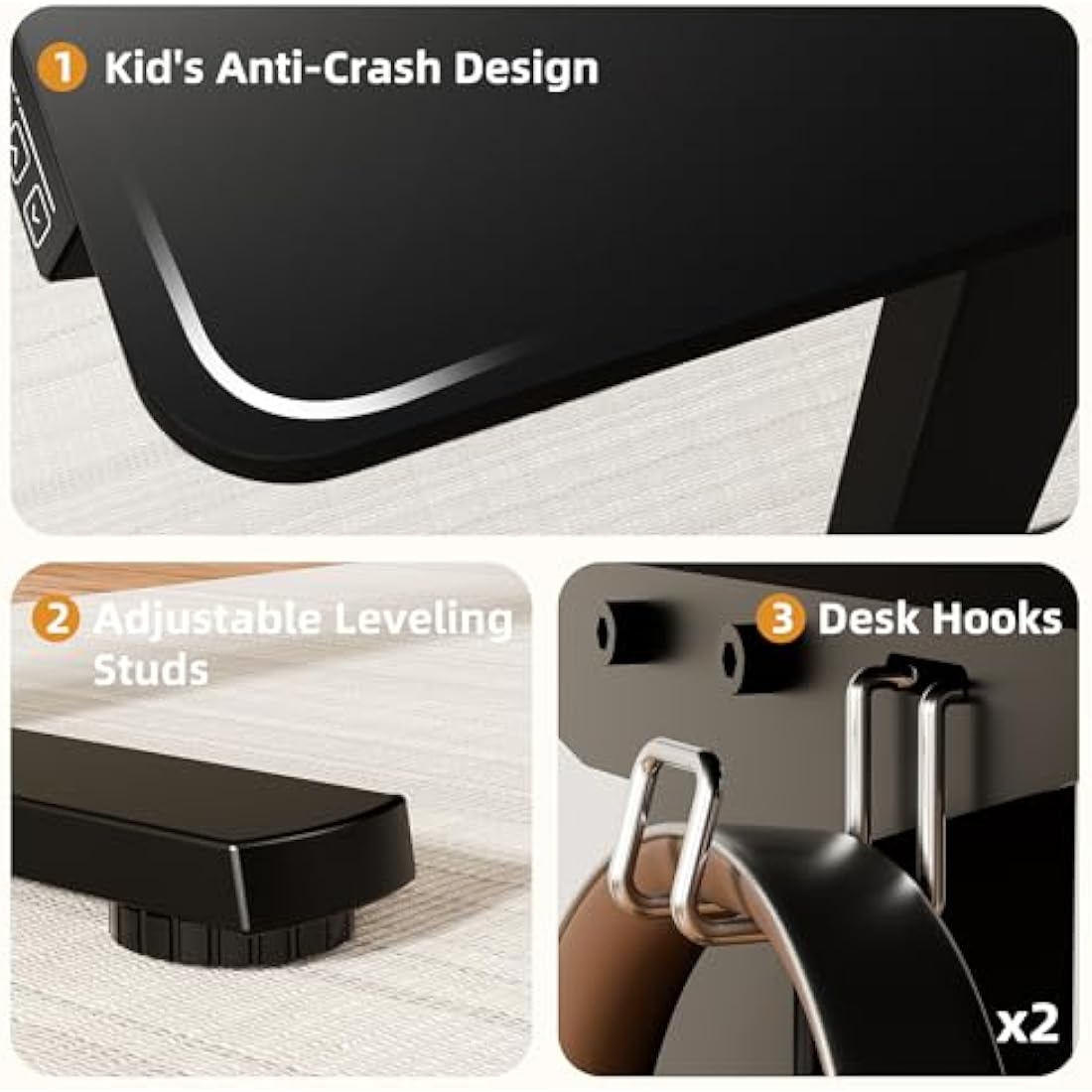 ERGOMAKER Electric Standing Desk Height Adjustable 110x60cm (43.3"x23.6"), Sit Stand With Splicing Top for Home Office (Black Frame + Black Desktop)