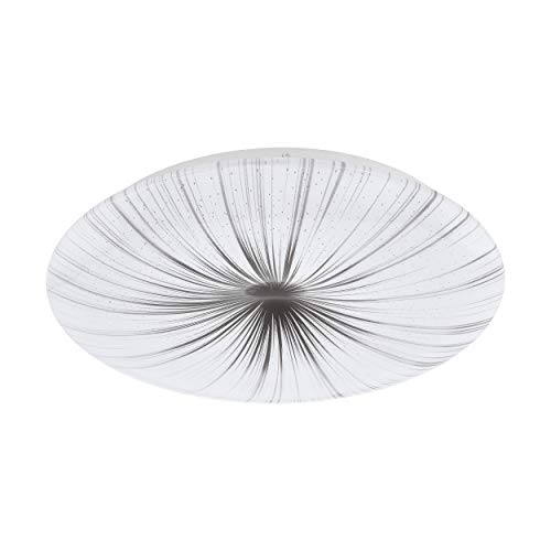 EGLO Nieves LED Ceiling Light, Diameter 41 cm, Crystal Effect Ceiling Light Made of Plastic and Metal, Living Room Lamp in White, Silver, Bedroom