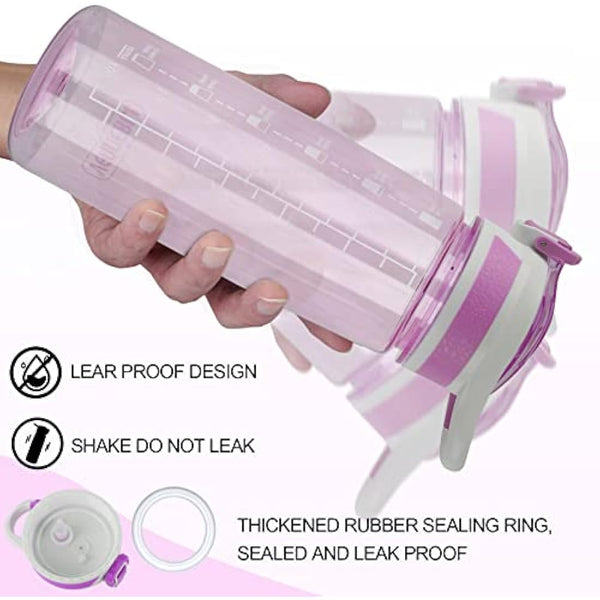 VENNERLI Water Bottle with Straw and Time Marking, Sports Water Bottle BPA Free Leak Proof Dishwasher Safe Reusable Tritan Drinks Bottle Durable Motivational for Adults Outdoor 800ml