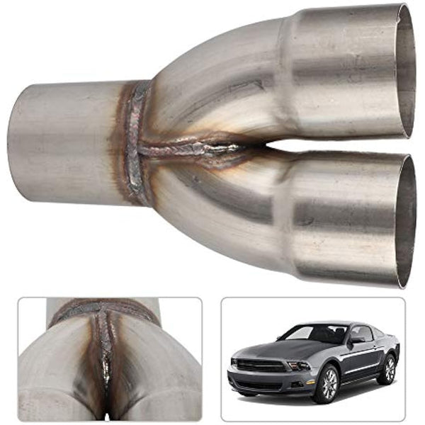 Gorgeri Stainless Dual Pipe,Universal Stainless Exhaust Y Pipe Adapter 2.5in OD inlet to 2.5in ID Dual Pipe