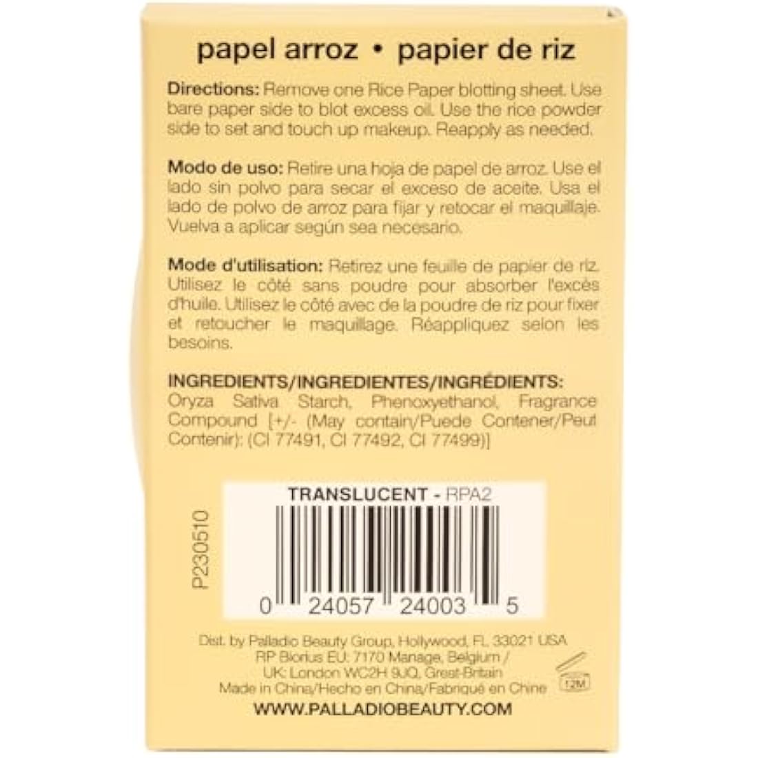Palladio Rice Paper Facial Tissues for Oily Skin, Face Blotting Sheets Made from Natural Rice, Oil Absorbing Paper with Rice Powder, 2 Sided, Instant Results, Translucent, 40 Count, Pack of 6