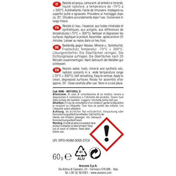 AREXONS MOTORSIL D ORGINAL RED MOTOR PASTE 60 g Silicone Gasket Gasket High Temperature Engine Sealant Putty for Engine Gaskets Resistant Vibration Absorption Easy Removal