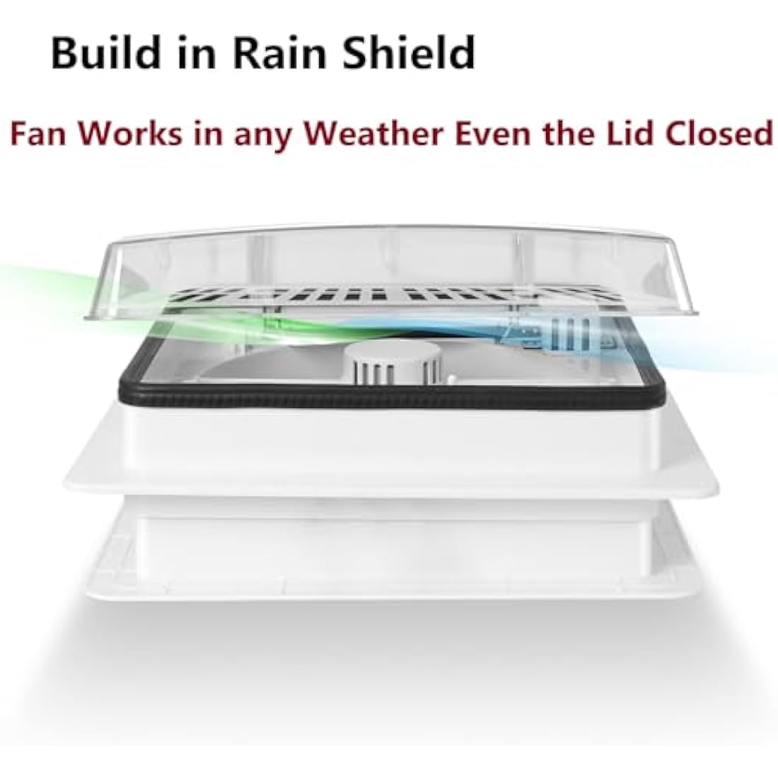 14" Caravan Roof Vent Fan, RV Air Vent Ventilation with Rain Sensor, Automatic Level Permanent Reversible Fan 12V for RV Motorhome with Remote control