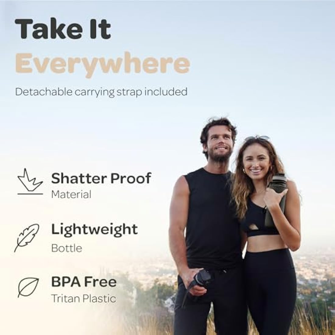 Hydracy Water Bottle with Time Marker -Large 1 Litre BPA Free Water Bottle & No Sweat Sleeve -Leak Proof Gym Bottle with Fruit Infuser Strainer & Times to Drink -Ideal for Fitness Sport & Outdoor