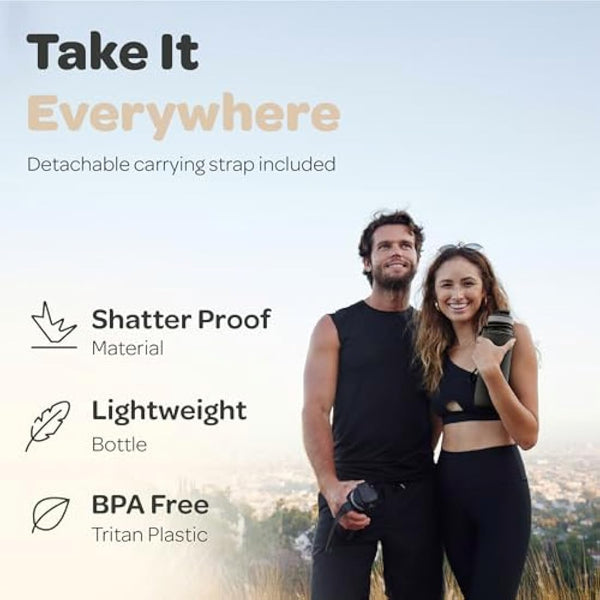 Hydracy Water Bottle with Time Marker -Large 1 Litre BPA Free Water Bottle & No Sweat Sleeve -Leak Proof Gym Bottle with Fruit Infuser Strainer & Times to Drink -Ideal for Fitness Sport & Outdoor