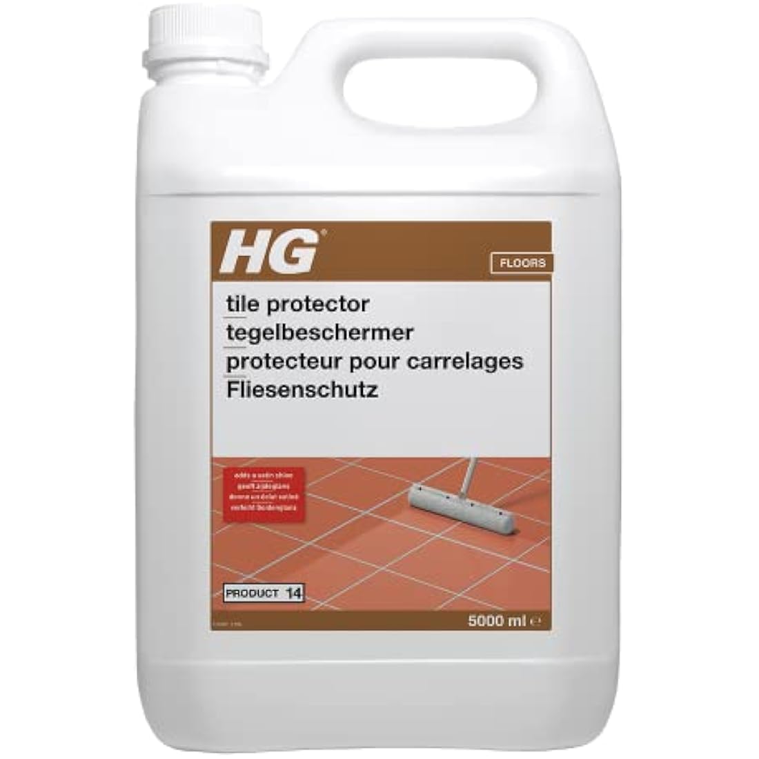 HG Tile Protector Product 14, Shine, Seal & Protection for All Types of Stone Floor Tiles, Flagstones & Slate, Anti Slip Formula, Protective Coating Finish – 5L (110500100)