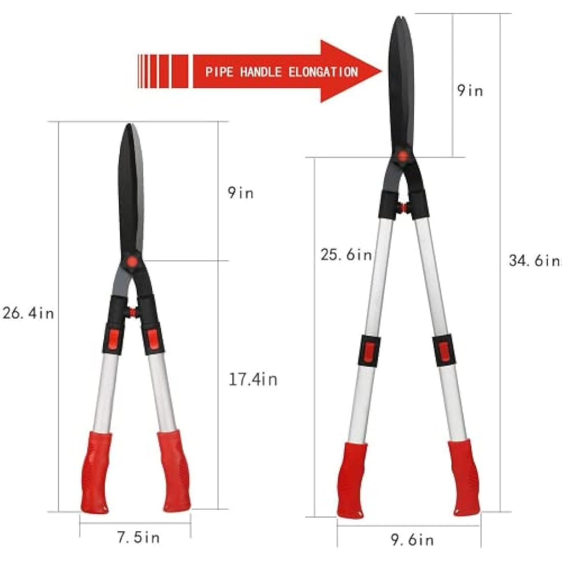 GARTOL Telescopic Hedge Shears,Long Handle Garden Shears with Very Sharp Sk5 Wavy Carbon Steel Blades,Anti-Slip Grip and Premium Rust-Resistant Steel, Gardening Tool for Hedges, Shrubs and Bushes