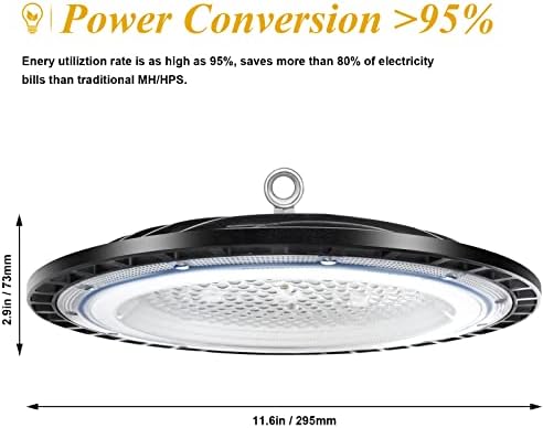 4Pack 150W UFO LED High Bay Light 15000 Lumens Industrial Lamp Commercial Area Lighting Fixture, Daylight White 6500K LED Shop LightsCommercial Lighting Fixture for Workshop Factory Warehouse Garage