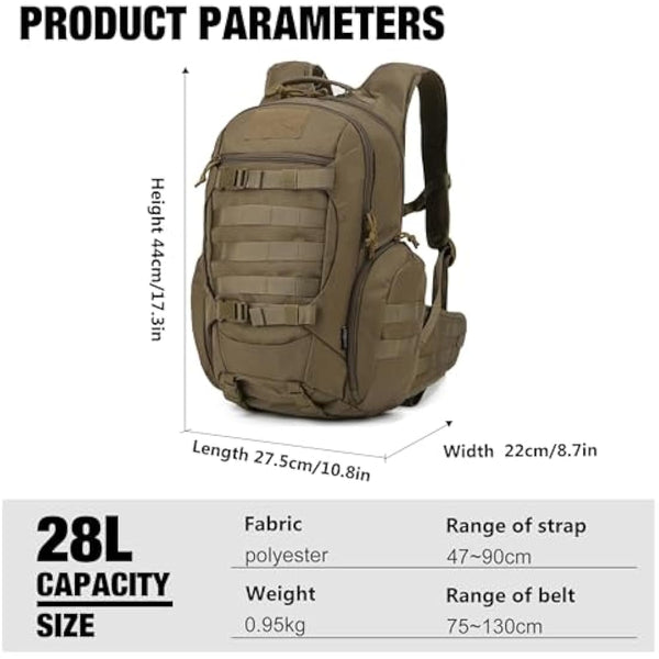 Mardingtop 28L Military Tactical Backpack Practical Rucksack for Men with Molle System Outdoor Hiking Backpack Army Backpack for Hiking, Traveling, Mountaining