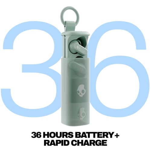 Skullcandy Dime Evo Wireless Earbuds, Bluetooth Headphones, Noise Isolating Fit, Up to 36 Hours Battery, Microphone for iPhone Android, Easy Carry with Clip-Anywhere Case - True Black