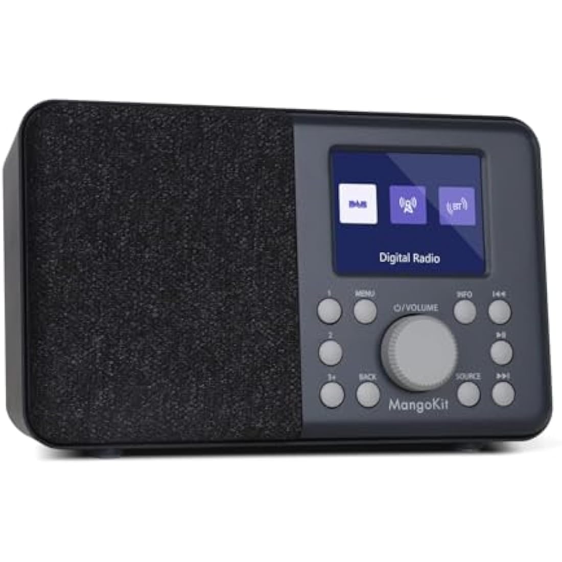 MangoKit MD3 DAB Radio with Bluetooth, Portable DAB+ Digital Radios, Kitchen FM Radio w/Color Display,40 Preset Stations,Alarms and Clock,Snooze Timer, DAB Radio Mains and Battery Powered -Dark Grey
