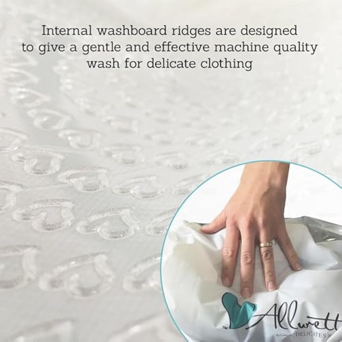 Allurette Wash Bag for Delicates – Portable Hand Washing Machine for Travel – Eco-Friendly Washer for Bras, Lingerie, Smalls & Baby Clothes – No Electricity Needed – Gentle & Compact Laundry Solution