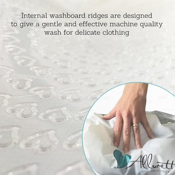 Allurette Wash Bag for Delicates – Portable Hand Washing Machine for Travel – Eco-Friendly Washer for Bras, Lingerie, Smalls & Baby Clothes – No Electricity Needed – Gentle & Compact Laundry Solution