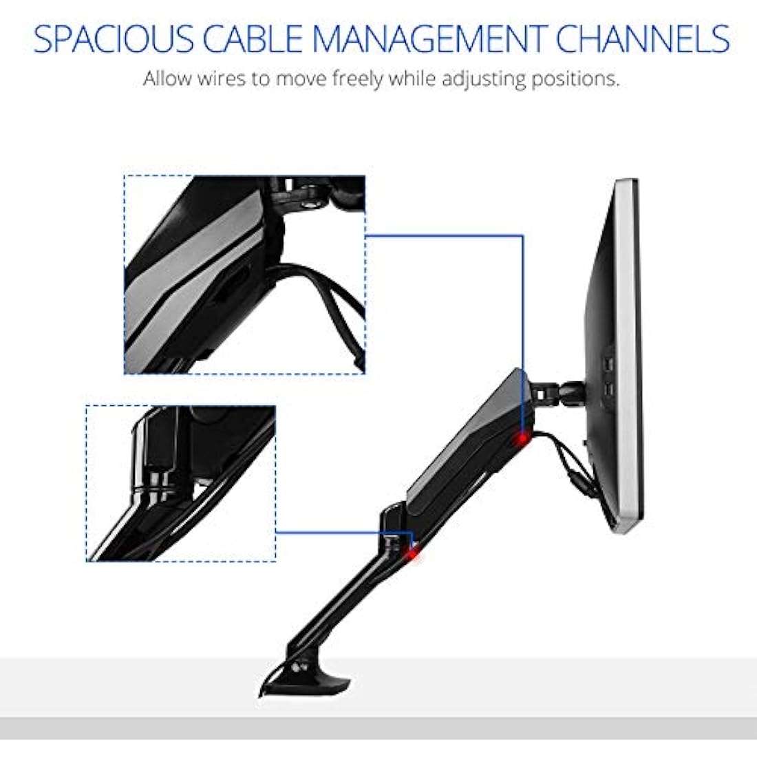 FLEXIMOUNTS F6 full Motion LCD arm Desk Monitor Mount for 10''-30'' Computer Monitor Deluxe Gas Spring arm,With Clamp or Grommet Desktop Support