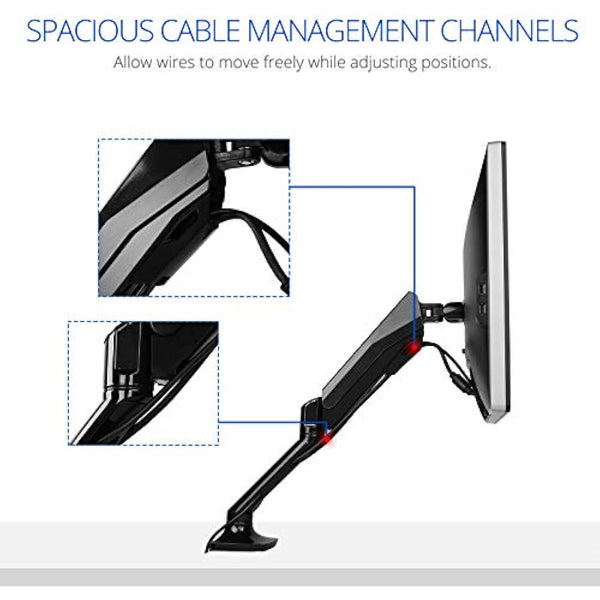 FLEXIMOUNTS F6 full Motion LCD arm Desk Monitor Mount for 10''-30'' Computer Monitor Deluxe Gas Spring arm,With Clamp or Grommet Desktop Support