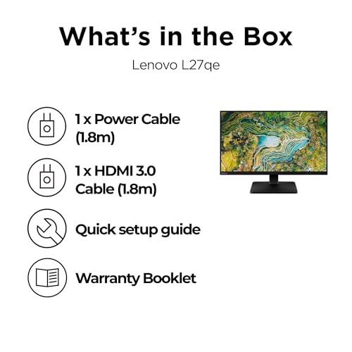 Lenovo L27i-4B 27 Inch PC Monitor | FHD, 1080p, 48-100Hz, IPS, 4ms, VGA and HDMI