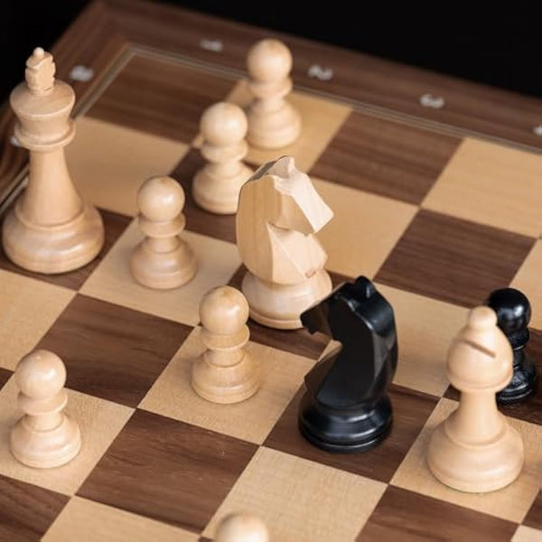 A&A Premium Triple Weighted Staunton Wooden Chess Pieces w/ 2 Extra Queen - King Height 3.75"/9.5cm / 2 Storage Bags