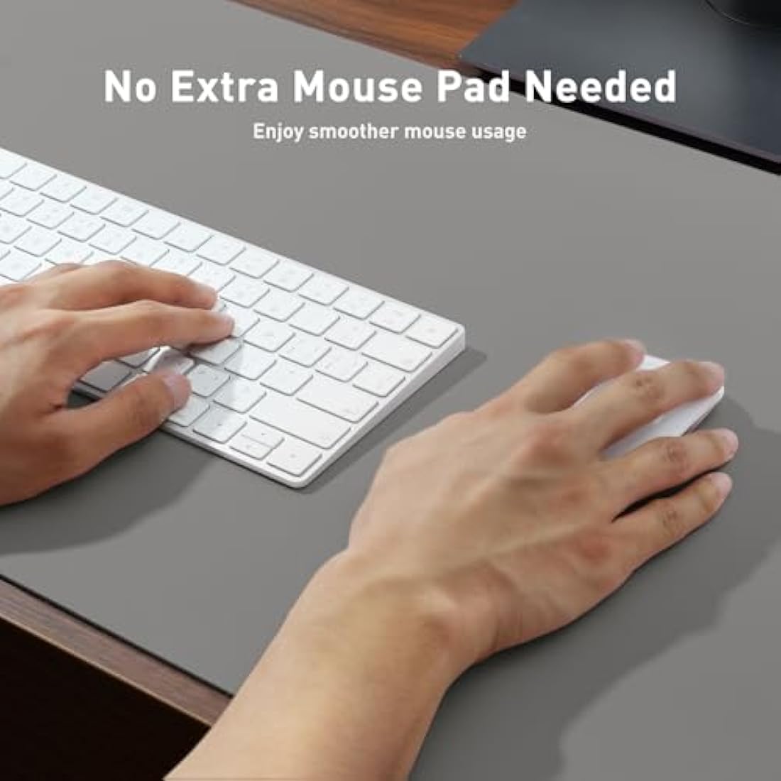 Aothia Leather Desk Pad Protector,Mouse Pad,Office Desk Mat, Non-Slip PU Leather Desk Blotter,Laptop Desk Pad,Waterproof Desk Writing Pad for Office and Home (91cmx43cm,Light Grey)