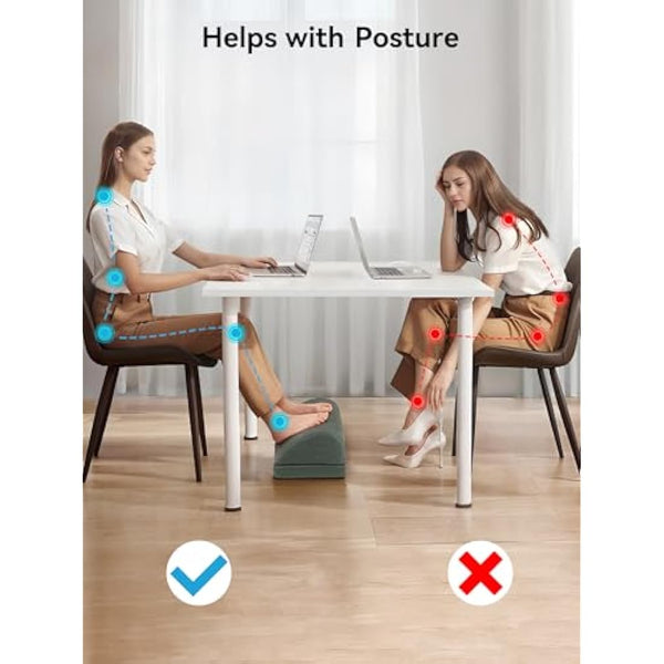 HEETA Desk Foot Rest, Ergonomic Foot Rest Under Desk Adjustable 2 Optional Height Footrest Memory Foam Non-Slip Foot Stool for Home, Office & Gaming (Gery)