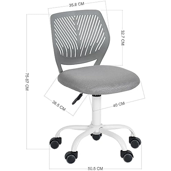 Homy Casa Desk Chair Adjustable Swivel Office Chair Fabric Seat Ergonomic Task Chair without Armrest, Gray