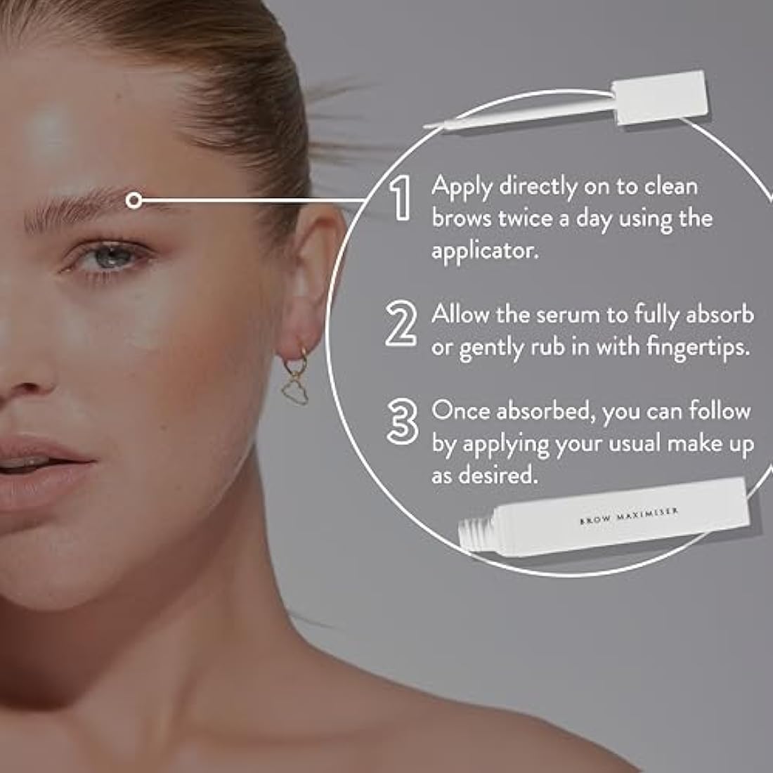 HD BROWS Brow Maximiser, Eyebrow Growth Serum, Helps to Create Fuller Brows, Brush Applicator Makes it Easy to Use, Also Safe for Lashes