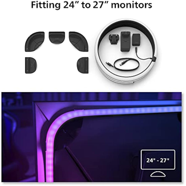 Philips Hue Play Gradient PC Lightstrip Starter Kit Including Hue Bridge [for 24-27 Inch Screens] LED Smart Lighting. Sync for Entertainment, Gaming and Media.