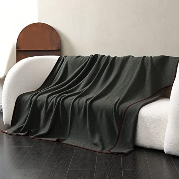 ACUSHLA Merino Wool Throw Blanket - Warm, Thick, Washable, Large Throw - Great for Indoor Outdoor Camping 160 x 200 cm (Wool) - Military (Olive)