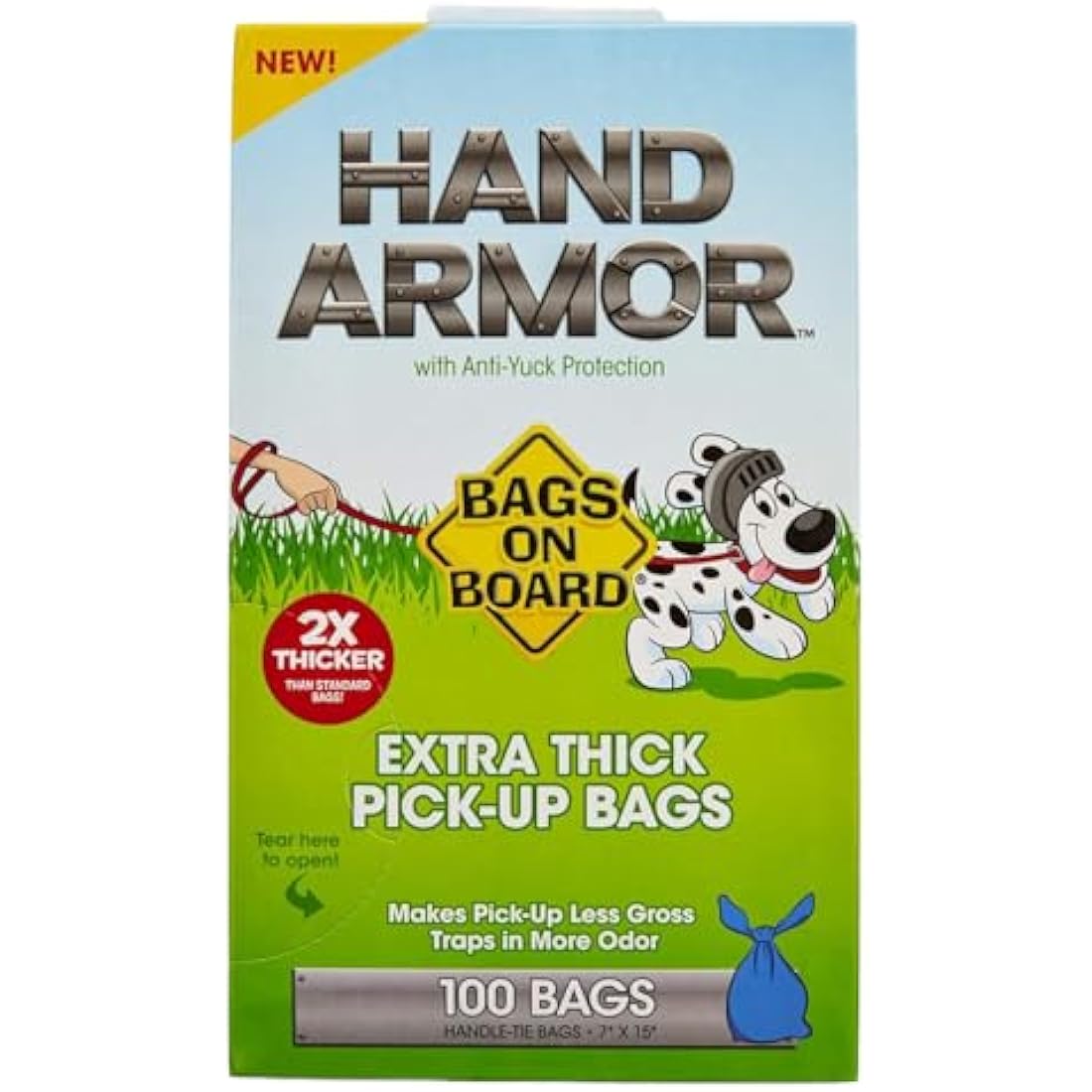 Bags on Board Hand Armour Extra Thick Dog Poo Bags with Leak Proof Protection, 100 Bags