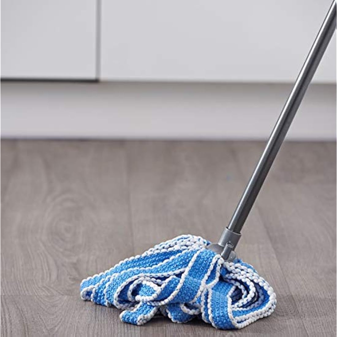 Addis Mega 100% Microfibre Mop Replacement Refill Heads, Super Soft Highly Absorbent Knitted Technology, Pack of 3, White, 5131903AMP, Blue & Metallic, Triple Pack